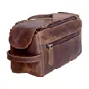 Bolsa de tocador de cuero de búfalo de alta calidad para hombre, estilo europeo y americano, para viajes de negocios, bolsa cosmética portátil, bolsa de almacenamiento de tocador para viajes
