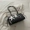 Bolso de mano para mujer estilo Ins, nuevo para la primavera 2026, transfronterizo, tipo bolsa de bolos, bolso cruzado de lunares dulces