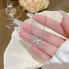 Colar de Flores Japonês e Coreano Novo Estilo Pingente Corrente Simples para Clavícula Acessório de Personalidade Elegante para Mulheres Aço Inoxidável 316 Não Desbota