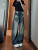 Jeans de Pierna Ancha Azul Vintage Nuevos de Verano 2026, Corte Curvo, Tiro Bajo, Adelgazantes, Versátiles, Pantalones de Longitud Completa para Mujer