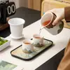 Juego de té para viajes al aire libre cultural y creativo con motivos de montaña y palacio, adecuado para uso doméstico, tetera de kung fu, regalo para evento de inauguración de empresa