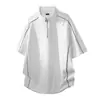 Marca Nasa Transpirable de Alta Calidad Media Cremallera Cuello Alto Manga Corta para Hombre Verano Holgado y Versátil Deportivo Casual Top