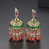 Pendientes de borla de cristal Jinse con incrustaciones de cobre y circonitas, pendientes retro de estilo nacional de Super Fairy Palace, venta al por mayor para mujer
