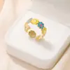 Anillo de Dedo Índice Abierto de Acero Inoxidable Nuevo Tohm Transfronterizo No Descolorante Color Esmalte Simple Anillo de Goteo de Aceite Al por Mayor