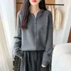 Nuevo Cárdigan de Punto con Capucha 100% Lana Otoño/Invierno 2026 Manga Larga para Mujer Cremallera Color Sólido Suéter de Lana Holgado