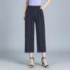 Pantalones de algodón seda para mujeres de mediana edad y ancianas, pantalones capri rectos de verano para abuela con cintura elástica, pantalones de algodón artificial para mamá que se pueden usar en exteriores