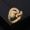 Moda Transfronteriza Europea y Americana Cobre Chapado en Oro Micro-incrustado Zirconia Anillo de Serpiente Hip-hop para Mujer Accesorios de Anillo Abierto Creativo Personalizado