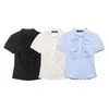 Amazon Ropa de Mujer Transfronteriza 2026 Moda Europea y Americana Camisa de Popelina Ajustada con Decoración de Lazo para Mujer D6340408