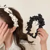 Diadema Elegante de Lunares con Lazo y Plisados de Gama Alta para Mujer, con Dientes para Agarre Antideslizante, Hace que la Cara Parezca Más Pequeña, Accesorio para el Cabello