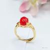 Anillo de Calcedonia Verde Natural Guan Yu Anillo de Ágata Rojo Sangre de Paloma Estilo Étnico Venta al por Mayor de Fábrica Dropshipping S3110501