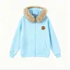 Sudadera con capucha de estilo universitario con cuello de pelo de orejas de oso para hombres y mujeres, cárdigan con capucha versátil de moda para primavera, chaqueta casual holgada