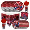 Festa de Aniversário do Homem-Aranha Tema Super-Herói Bandeja de Papel Guardanapo Toalha de Mesa Louça Descartável Faixa Balão