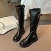 Primer Encuentro Ji Botas Altas hasta la Rodilla Estilo Británico para Mujer Punta Redonda Planas 2026 Otoño/Invierno Nuevas Botas Altas Versátiles Estilo Coreano