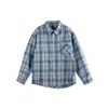 Roupas Vintage Tendência Outono 2025 Camisa de Manga Longa Xadrez para Homens e Mulheres Camisa Solta Estilo Americano para Casal