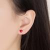 Aretes de corazón rojo japoneses y coreanos, dulces y elegantes, aretes rojos en forma de corazón de epoxi, joyería de plata para mujer, accesorios, regalo
