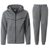 Conjunto de moletom com capuz masculino para primavera e outono de comércio exterior transfronteiriço, conjunto de duas peças de jaqueta esportiva casual para atividades ao ar livre e calça, personalizável