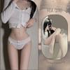 Lingerie Sexy Europeia e Americana Sexy Doce Laço Cílios Renda Cintura Baixa Menina Casamento Tanga de Renda Vermelha