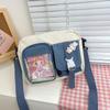 Versão Coreana Ins Bolsa Transversal Fofa Bolsa de Ombro Color Block Estudante Feminina Bolsa de Lona Fresca Doce para o Dia a Dia