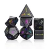 Jogo de Mesa Dungeons & Dragons Dosy Conjunto de 7 Peças Swing Dado Poliedro DND Colorido Galvanizado Fosco Obsidiana