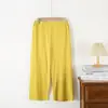 Pantalones Cropped Rectos de Bolsillo de Algodón Puro para Mujer, Color Sólido Casual, Pantalones para Dormir en Casa, Dropshipping Primavera y Verano