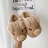 Lindas Chanclas de Algodón de Cerdo de Dibujos Animados para Mujer 2026 Otoño Invierno Nuevo Estilo para Exteriores Suela Gruesa Hogar Antideslizantes Cálidas de Felpa