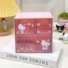 Caja de Cajón de Escritorio Estilo Ins Corazón de Niña Kulomi Caja de Almacenamiento Transparente Grande con Purpurina Caja de Clasificación y Organización de Tres Compartimentos