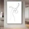 Pintura decorativa para sala de estar de personaje abstracto de una sola pincelada, pared de fondo de sofá moderna y simple, pintura de suelo, pintura colgante para porche