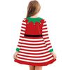 Vestidos Familiares Navideños a Juego Europeos y Americanos de Comercio Exterior, Vestido Casual de Manga Larga con Estampado Digital de Rayas, Nuevo Vestido Transfronterizo