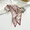 Pañuelo largo de satén rojo elegante de doble capa con banda para el pelo para mujer, estilo coreano, cinta decorativa para traje, combina con todo.