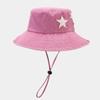 Estilo cowboy ocidental estrela de cinco pontas lavado velho montanhismo chapéu de sol primavera e verão retro ao ar livre camping férias chapéu da bacia