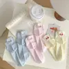 Meias Divertidas para Primavera e Verão com Laço Bordado de Urso Dongdaemun, Protetor de Calcanhar, Meias com Orelhas Tridimensionais, Meias Atacado para Mulheres