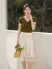 Falda Midi de Corte A Única y Elegante de Feiyuan para Mujer, Nueva Moda de Verano, Falda de Satén con Estampado de Lunares Simple y Versátil