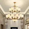 Novo lustre grande estilo chinês para vilas duplex, iluminação minimalista moderna para sala de jantar, sala de estar e mezanino em casas de construção própria