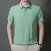 Camisa Polo de Hielo de Seda de Alta Gama sin Costuras de Talla Grande para Hombre, Multicolor, Marca de Tendencia Verano 2025, Polo de Cuello de Solapa, Manga Corta de Negocios para Hombre