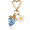 Chaveiro de Resina Europeu Transfronteiriço Coração Girly Morango Doce Formato de Coração Celebridade da Internet Feminino Criativo Pingente de Chave de Bolsa