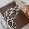 Collar Largo de Múltiples Capas Estilo Retro Europeo y Americano Perla Gris Lujo Accesible para Mujer Cadena Elegante para Clavícula Cadena para Suéter