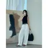 Calças de Ar Leves: Calça Casual Feminina de Linho e Algodão, Confortável para o Verão, Slimming, Caimento Relaxado, Drapeada, com Fenda, Curva