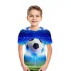 2026 Nueva Camiseta de Manga Corta con Estampado 3D de Patrón de Fútbol Iridiscente Suelta para Hombres y Niños Nueva Moda Camiseta Corta