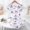 Traje de Verano para Niñas Pijama de Manga Corta para Niños y Niñas de Mediana Edad Bebé 3-15 Ropa para el Hogar Ligera Transpirable