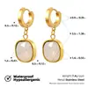 Brincos Transfronteiriços de Pedras Preciosas Grandes de Alta Qualidade para Mulheres, Aço Titânio Galvanizado a Ouro 18K com Diamantes, Brincos Quadrados, Acessórios de Orelha da Moda de Luxo Leve