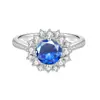 Joyería Transfronteriza Europea y Americana Anillo de Plata de Ley 925 con Moissanita de Color para Mujer, Lujo Ligero Nicho Gama Alta Venta al por Mayor desde Fabricante