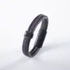 Pulsera Antiestática para Hombre de Negocios Acero Inoxidable Cuero Estilo Retro Nuevo Europeo y Americano Pulsera Tejida Magnética para Hombre Venta al por Mayor