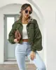Chaqueta de pana casual europea y americana de otoño/invierno de Amazon con cuello de solapa, mangas tipo linterna, de un solo pecho, chaqueta corta de múltiples botones
