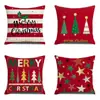 Funda de Almohada Navideña de Lino Nueva de Amazon Transfronteriza Funda de Almohada de Papá Noel Ciervo para el Hogar Funda para Sofá