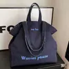 Nova Bolsa Tote de Lona Dupla Face, Bolsa de Ombro Jeans Casual de Grande Capacidade para Estudantes, Bolsa de Ombro Estilo Coreano Estilo Preguiçoso