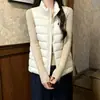 Colete Feminino Plus Size Outono Inverno Moda Colete Colete Roupa de Fora Algodão Espesso Casaco Roupa de Fora Off-White Preto Roupa Feminina
