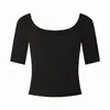 Camiseta Lisa de Gola U com Manga Curta para Mulheres, Novo Estilo Verão 2026, Estilo Pura Sedução, Justa ao Corpo, Cropped Curto Sexy, Ins
