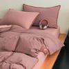 Conjunto de cama de algodão lavado simples escandinavo de quatro peças, colcha listrada de algodão puro, lençóis, conjunto de cama de três peças