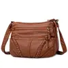 Bolso de Hombro de Color Sólido Vintage Bolso Cruzado Retro Bolso de Mano para Mujer Bolso de Cuero Suave