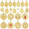 L90 Accesorios para Joyería DIY Vintage Europeo y Americano Encaje de Esmalte con Diamantes Colgante Redondo Chapado en Oro Accesorios para Collares Hechos a Mano